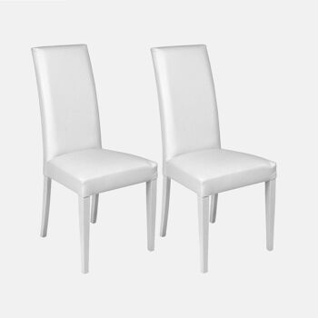 Dmora Lot de 2 chaises classiques en éco-cuir, pour salle à manger, cuisine ou salon, 46x48h101 cm, couleur Blanc 1