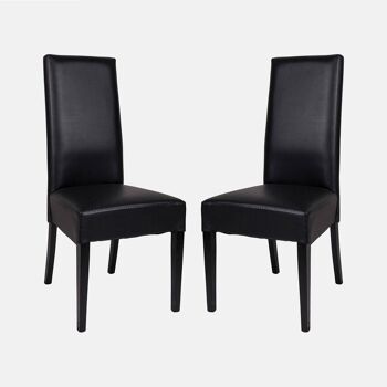 Dmora Lot de 2 chaises classiques en éco-cuir, pour salle à manger, cuisine ou salon, cm 62x46h110, couleur Noir 1