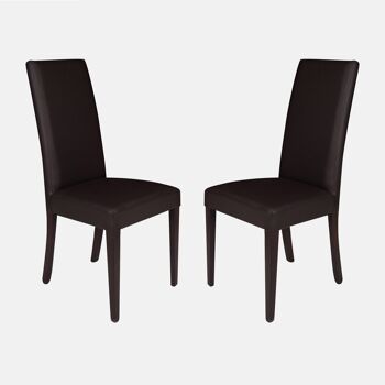 Dmora Lot de 2 chaises classiques en éco-cuir, pour salle à manger, cuisine ou salon, Made in Italy, cm 46x55h99, couleur Marron 1