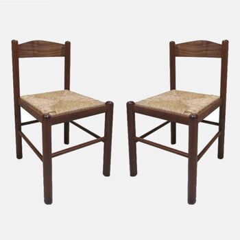 Dmora Lot de 2 chaises classiques en bois, pour salle à manger, cuisine ou salon, Made in Italy, cm 42x44h83, Assise h cm 47, couleur Noyer 1