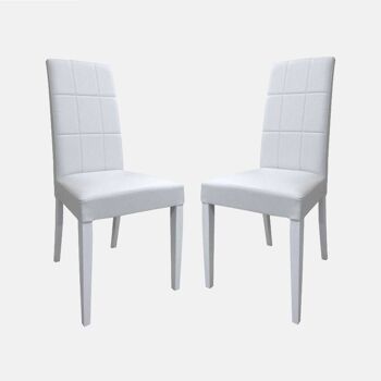 Dmora Lot de 2 chaises classiques en bois, pour salle à manger, cuisine ou salon, Made in Italy, cm 46x55h99, Assise h cm 47, couleur Blanc 1