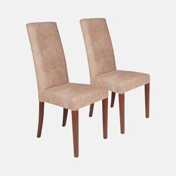 Dmora Lot de 2 chaises classiques en tissu, pour salle à manger, cuisine ou salon, Made in Italy, cm 56x54h98, couleur Marron 1