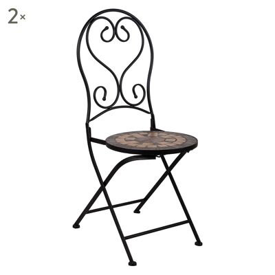 Dmora Set di 2 Sedie da esterno, stile shabby chic, Set di 2 Sedie outdoor in Ferro, cm 46x39h98, colore Nero