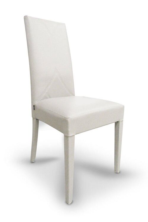 Dmora Set di 2 Sedie da soggiorno o cucina, stile classico, seduta in ecopelle e struttura in legno, cm 45x45h99, colore Bianco