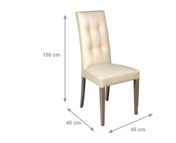 Dmora Ensemble de 2 chaises de salon ou de cuisine, style classique, assise en éco-cuir et structure en bois, cm 46x45h100, couleur Beige 2