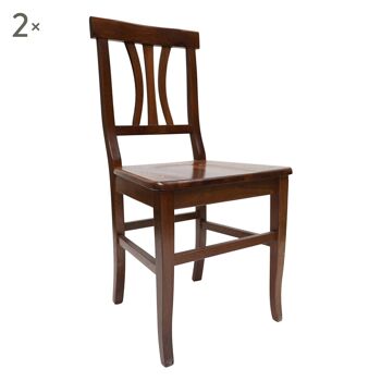 Dmora Lot de 2 chaises pour salon ou cuisine, style campagnard, bois de hêtre massif, cm 45x45h91, couleur marron 1
