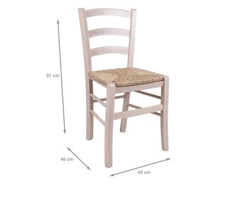 Dmora Lot de 2 chaises pour salon ou cuisine, style campagnard, structure en bois avec dossier en paille, cm 40x45h87, couleur Beige 2