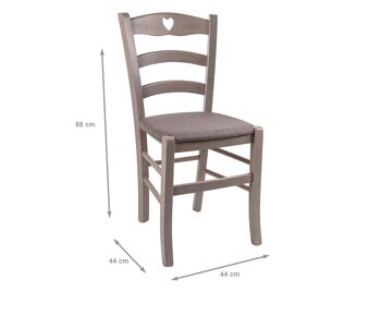 Dmora Lot de 2 chaises pour salon ou cuisine, style campagnard, tissu rembourré et structure en bois, cm 44x44h88, couleur marron 2