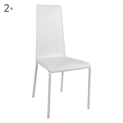 Dmora Set di 2 Sedie da soggiorno o cucina, stile moderno, seduta in ecopelle e struttura in acciaio, cm 48x43h98, colore Bianco