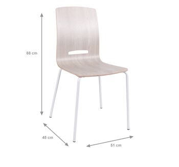 Dmora Ensemble de 2 chaises de salon ou de cuisine, style moderne, structure en métal et assise en bois, 45x51h88 cm, couleur Blanc 2