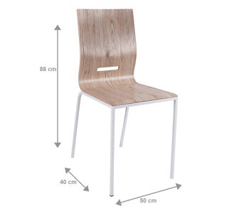 Dmora Lot de 2 chaises de salon ou de cuisine, style moderne, structure en métal et assise en bois, cm 50x40h88, couleur chêne 3