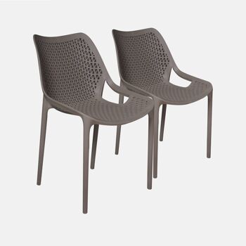 Dmora Set de 2 chaises empilables modernes en métal et polypropylène, pour l'intérieur et l'extérieur, cm 50x60h82, assise h cm 47, couleur Gris 1
