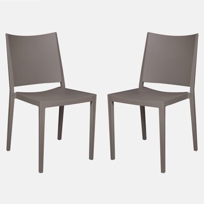 Dmora Set di 2 Sedie impilabili moderne in metallo e polipropilene, per interno e esterno, Made in Italy, cm 54x56h82, colore Grigio