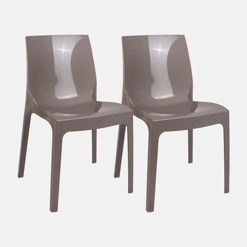 Dmora Set di 2 Sedie impilabili moderne in metallo e polipropilene, per sala da pranzo, cucina o salotto, cm 54x52h81, Seduta h cm 42, colore Grigio
