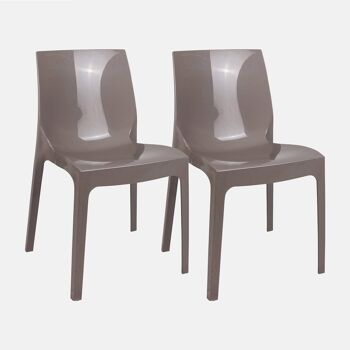 Dmora Lot de 2 chaises empilables modernes en métal et polypropylène, pour salle à manger, cuisine ou salon, 54x52h81 cm, assise h 42 cm, couleur grise 1