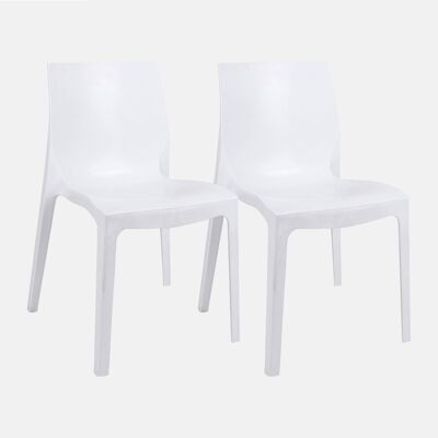Dmora Set di 2 Sedie impilabili moderne in metallo e polipropilene, per sala da pranzo, cucina o salotto, cm 54x52h81, Seduta h cm 43, colore Bianco