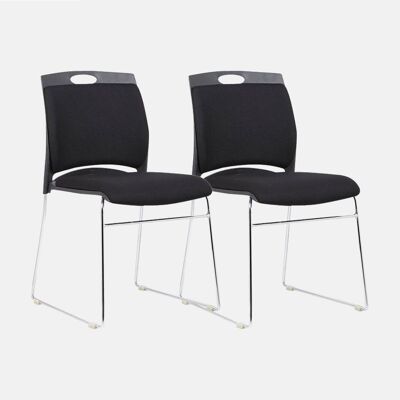 Dmora Set di 2 Sedie moderne da ufficio in tessuto, Set di 2 Sedie per sala conferenze, Made in Italy, cm 46x47h82, colore Nero