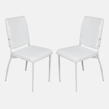 Dmora Lot de 2 chaises modernes en éco-cuir, pour salle à manger, cuisine ou salon, cm 42x52h82, assise h cm 47, couleur Blanc 1