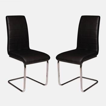 Dmora Lot de 2 chaises modernes en éco-cuir, pour salle à manger, cuisine ou salon, 43x57h98 cm, couleur Noir 1