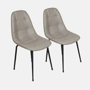 Dmora Lot de 2 chaises modernes en éco-cuir, pour salle à manger, cuisine ou salon, 45x53h85 cm, couleur gris tourterelle 1