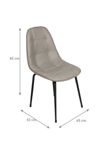 Dmora Lot de 2 chaises modernes en éco-cuir, pour salle à manger, cuisine ou salon, 45x53h85 cm, couleur gris tourterelle 2
