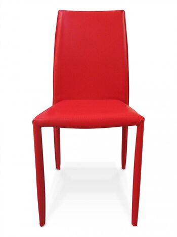 Dmora Lot de 2 chaises modernes en éco-cuir, pour salle à manger, cuisine ou salon, cm 53x42h90, couleur Rouge 2