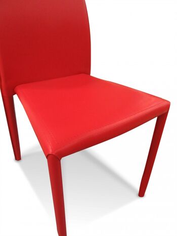 Dmora Lot de 2 chaises modernes en éco-cuir, pour salle à manger, cuisine ou salon, cm 53x42h90, couleur Rouge 3