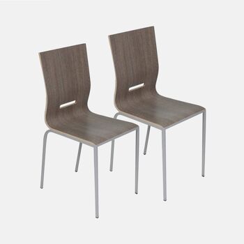 Dmora Set de 2 chaises modernes en métal et stratifié, pour salle à manger, cuisine ou salon, cm 40x50h88, assise h cm 43, couleur grise 1