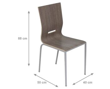 Dmora Set de 2 chaises modernes en métal et stratifié, pour salle à manger, cuisine ou salon, cm 40x50h88, assise h cm 43, couleur grise 2