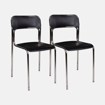 Dmora Lot de 2 chaises modernes en métal et polypropylène, pour salle à manger, cuisine ou salon, 43x45h81 cm, couleur Noir 1