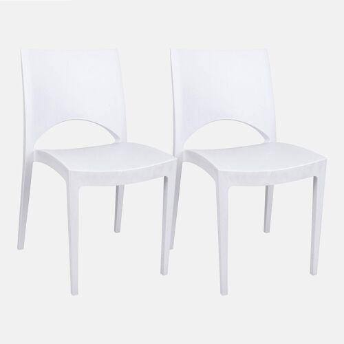 Dmora Set di 2 Sedie moderne in metallo e polipropilene, per sala da pranzo, cucina o salotto, cm 47x43h80, colore Bianco