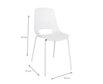 Dmora Lot de 2 chaises modernes en métal et polypropylène, pour salle à manger, cuisine ou salon, 56x43h85 cm, couleur Blanc 2