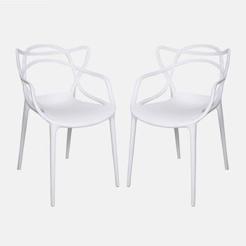 Dmora Set de 2 chaises modernes en polypropylène, pour salle à manger, cuisine ou salon, cm 57x60h87, assise h cm 47, couleur Blanc 1