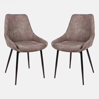Dmora Lot de 2 chaises modernes en tissu, pour salle à manger, cuisine ou salon, cm 57x48h83, couleur Marron 1