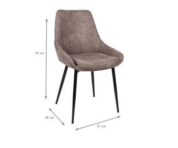 Dmora Lot de 2 chaises modernes en tissu, pour salle à manger, cuisine ou salon, cm 57x48h83, couleur Marron 2