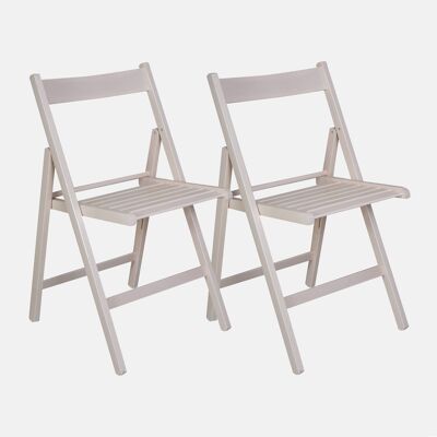 Dmora Set di 2 Sedie pieghevoli moderne in legno, per balcone o giardino, cm 42x48h79, Seduta h cm 47, colore Bianco