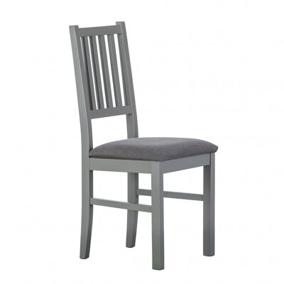 Dmora Set di 2 sedie, in legno massello verniciato grigio, con fondello imbottito,42x47x95 cm