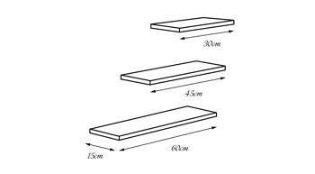 Dmora Ensemble de 3 étagères pour le salon, Étagère murale, Étagère moderne, cm 30x15 - 60x15 - 45x15, couleur Gris 3