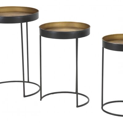 Dmora Set di 3 Tavolini, Ferro, Colore Nero, Misure: 43 x 43 x 60 cm
