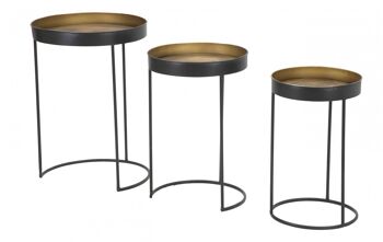 Dmora Lot de 3 Tables Basses, Fer, Couleur Noir, Dimensions : 43 x 43 x 60 cm 1