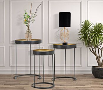 Dmora Lot de 3 Tables Basses, Fer, Couleur Noir, Dimensions : 43 x 43 x 60 cm 3