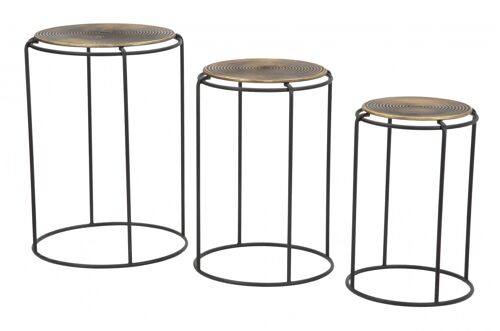 Dmora Set di 3 Tavolini, Ferro, Colore Nero, Misure: 48 x 48 x 67 cm