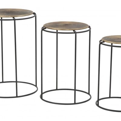 Dmora Set di 3 Tavolini, Ferro, Colore Nero, Misure: 48 x 48 x 67 cm