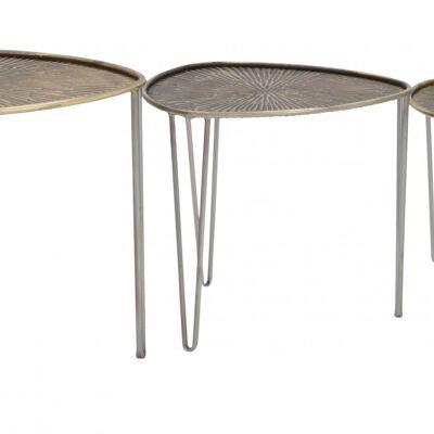 Dmora Set di 3 Tavolini, Ferro, Colore Nero, Misure: 54 x 54 x 47 cm