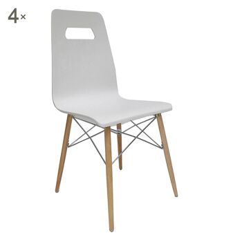 Dmora Lot de 4 chaises modernes en stratifié, pour salle à manger, cuisine ou salon, cm 45x42h85, couleur Blanc 1
