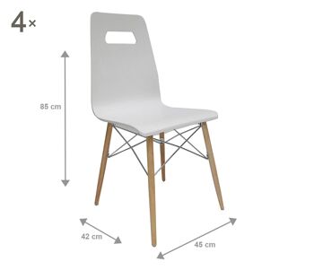 Dmora Lot de 4 chaises modernes en stratifié, pour salle à manger, cuisine ou salon, cm 45x42h85, couleur Blanc 3