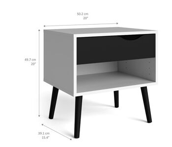 Dmora Ensemble de deux tables de chevet, couleur noir et blanc, mesure 50 x 49 x 39 cm 5