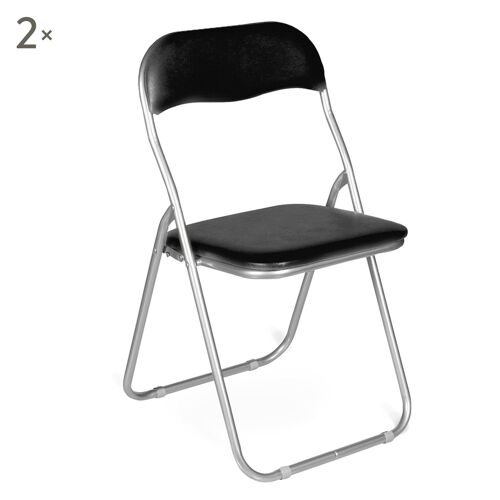 Dmora Set di due sedie pieghevoli, colore nero, Misure 43 x 47 x 78 cm