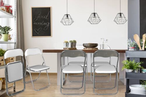 Dmora Set di sei sedie pieghevoli, colore bianco, Misure 43 x 47 x 78 cm