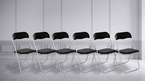 Dmora Set di sei sedie pieghevoli, colore nero, Misure 43 x 47 x 78 cm